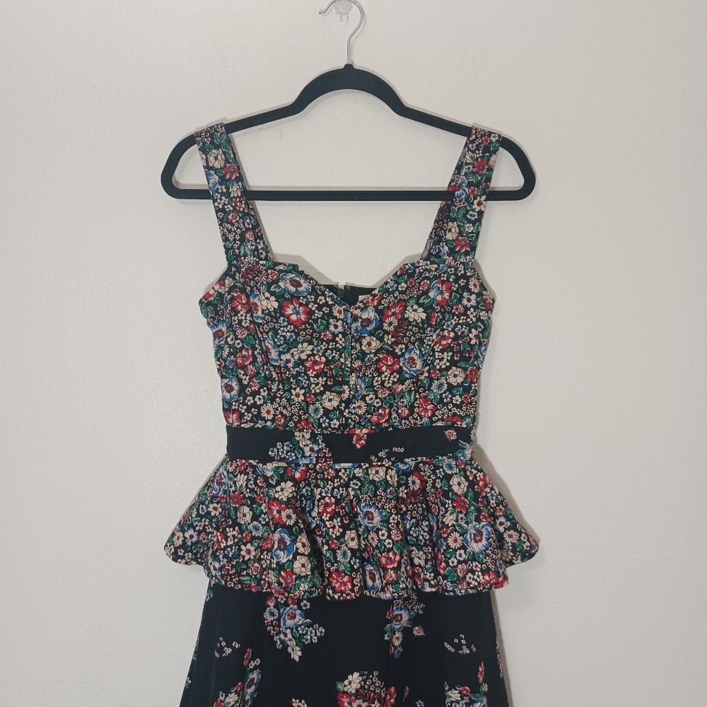 Hunter Bell Lacey Floral Patchwork Ruffle Peplum Midi Dress - Picture 6 of 10